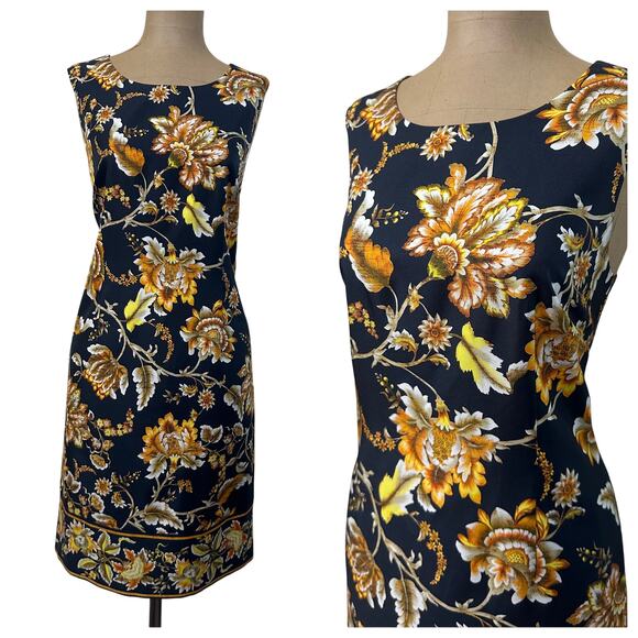 Kobi Halperin Mini Dress Small Tina Navy Blue Floral Sleeveless Silk Sheath - Picture 3 of 5
